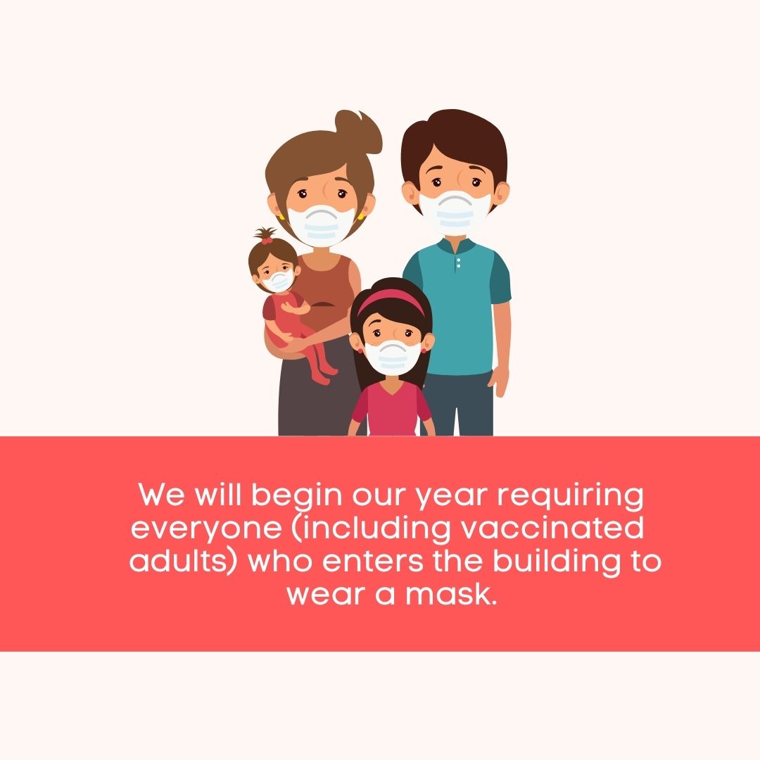 We are requiring all individuals, including vaccinated adults, to wear masks in Derry Preschool.