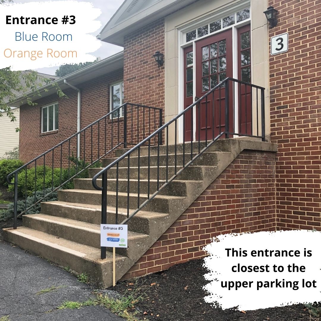 Entrance 3 We are very excited to welcome parents/guardians back into the building for drop off times! If you are dropping your child off for any of the following activities: early birds (beginning at 8:15am), morning class (9am), lunch bunch (11:30am) or KickStart (12:45pm), you will be invited to walk your child into the building to drop them off. We will have signs posted at the 4 different entrances to guide you in knowing which entrance to use. This will allow for a more organized and efficient drop off time. If you are picking your child up from any of the the following activities: rainbow room class (11:15am), morning class (11:30am), lunch bunch (12:45pm) and kickstart (3:15pm) you will be asked to wait outside the building at the door that is specified for that location.