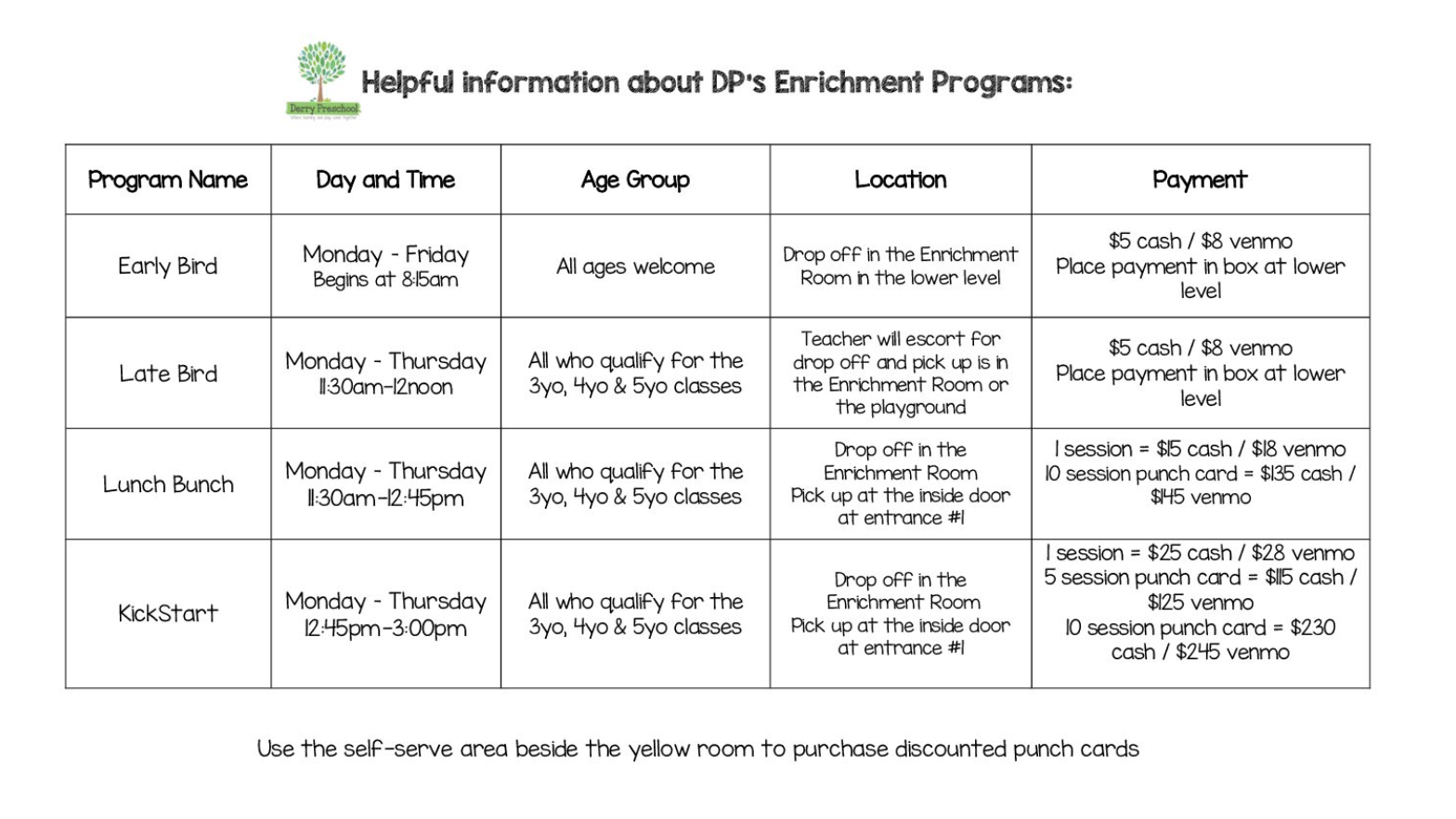 Extended Day Care at Derry Preschool